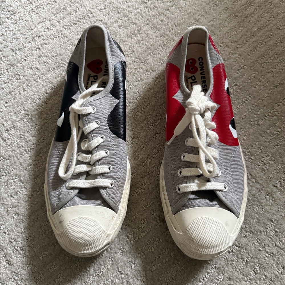 Converse Comme De Garçon Gray and Red Sneakers